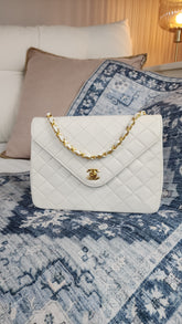 Chanel Matelasse Chain White Leather Shoulder Bag - 2964