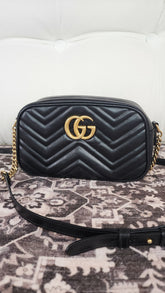 Gucci Marmont Black Leather Crossbody Bag - 3037
