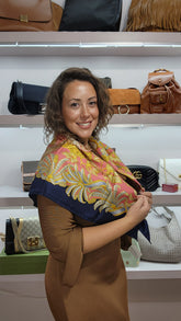 Salvatore Ferragamo 100% Silk Navy Scarf - 3053