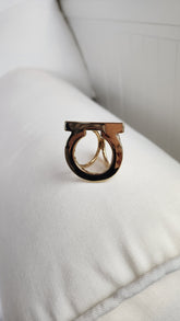 Salvatore Ferragamo Large Gancini Gold Tone Scarf Ring - 3054