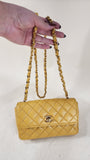 Chanel Matelasse Golden Yellow Lambskin Chain Shoulder Bag - 3082