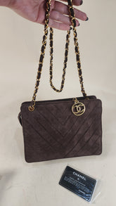 Chanel Brown Suede Chain Shoulder Bag - 2923
