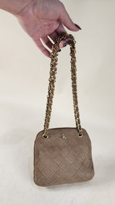 Chanel Brown Suede Chain Shoulder Bag - 3017