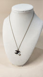 Chanel Champagne Gold Tone Necklace w/ Black CC & Camellia Pendant Necklace - 3030