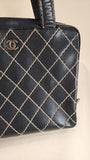 Chanel Black Leather Wild Stitch Quilted Tote Bag - G0131
