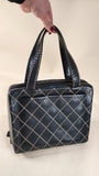 Chanel Black Leather Wild Stitch Quilted Tote Bag - G0131