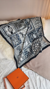 Hermes Carre 65 "Le Bou Bou" Light Blue Cotton Scarf - 3109