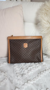 Celine Brown Macadam PVC Canvas Clutch Bag - 3116