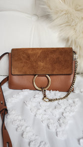 Chloe Faye Brown Leather/Suede Shoulder Bag - 3124