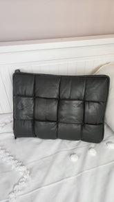 Bottega Veneta Intrecciato Black Leather Laptop Case - G0044