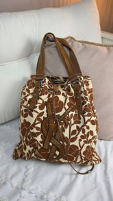 YSL Kahala Brown Canvas Tote Bag - 3130