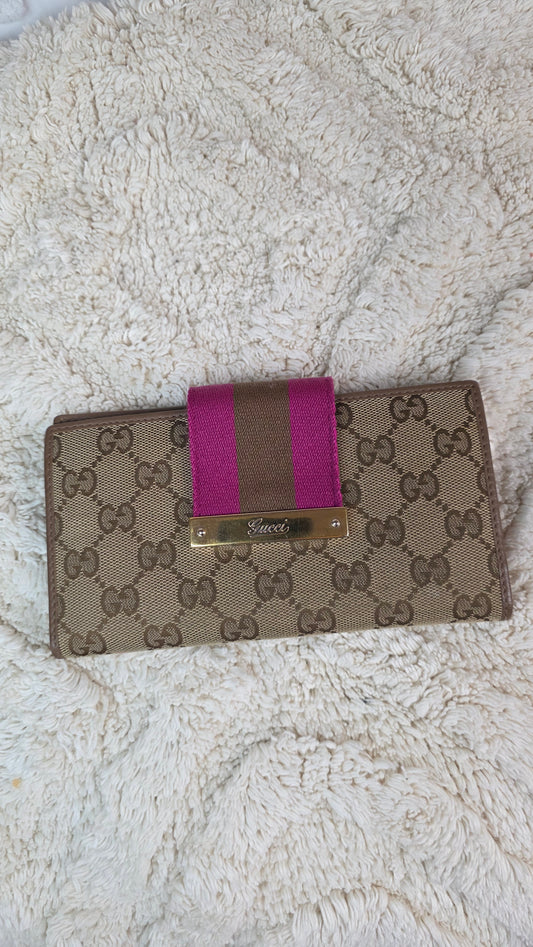 Gucci GG Beige Canvas Long Wallet - G0233