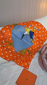 Hermes 100% Silk Orange Tea Time Scarf - 3110