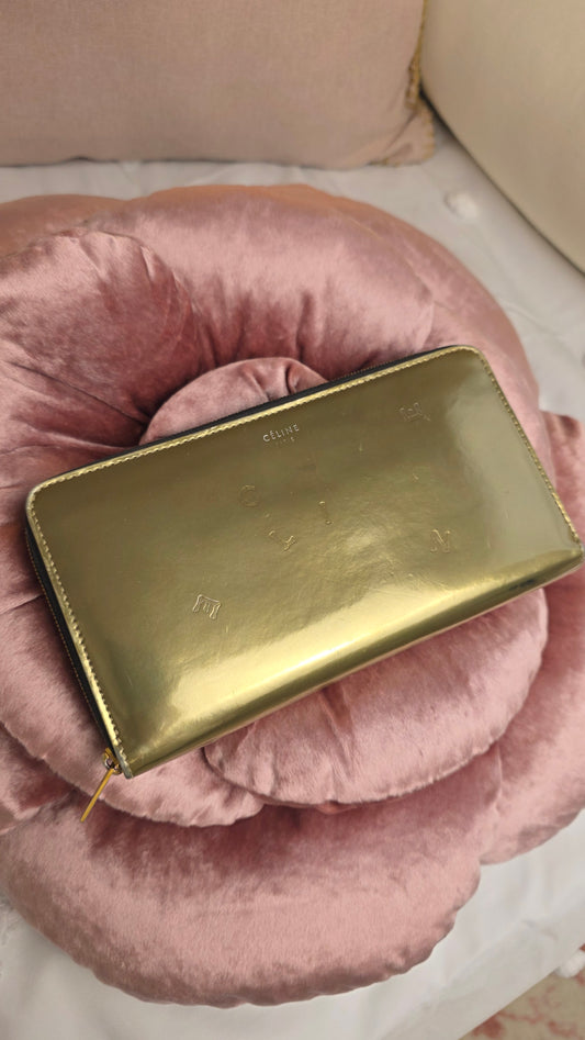Celine Gold Metallic Long Wallet - G0249