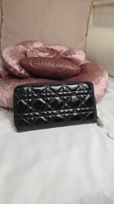 Christian Dior Black Patent Leather Canage Wallet - 3188