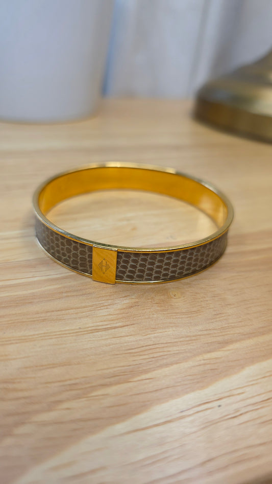 Hermes Gold Lizard Bangle - G0377