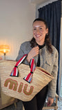Miu Miu Beige Raffia Tote Bag - 3368