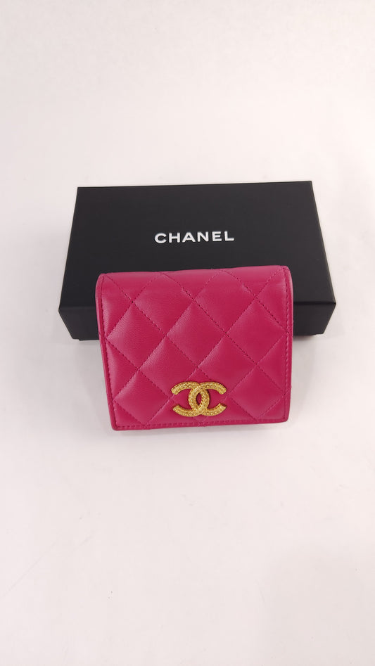 Chanel Pink Lambskin Compact Wallet - 3488