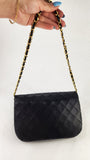 Chanel Matelasse Black Lambskin Chain Shoulder Bag - 3501
