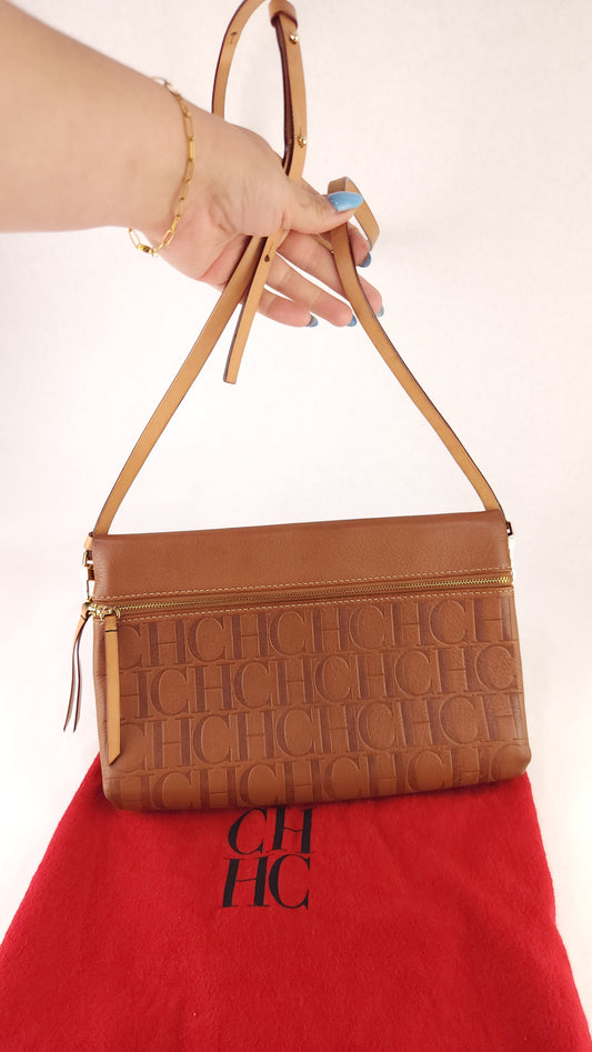 Carolina Herrera Brown Leather Shoulder Bag - G0446