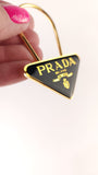 Prada Black/Gold Metal Plate Key Ring - 3584
