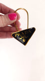 Prada Black/Gold Metal Plate Key Ring - 3584