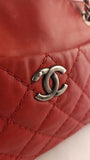 Chanel Matelasse Red Lambskin Chain Shoulder Bag - 3472