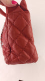 Chanel Matelasse Red Lambskin Chain Shoulder Bag - 3472