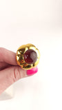 Chanel Gold and Red Glass Stone Clip-On Earrings - G0463