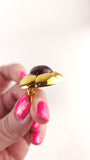 Chanel Gold and Red Glass Stone Clip-On Earrings - G0463