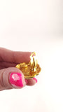 Chanel Gold and Red Glass Stone Clip-On Earrings - G0463