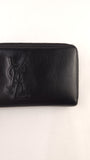 YSL Black Leather Long Zippy Wallet - 3187