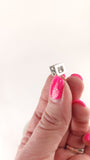 Hermes H Pink/Silver Tone Pierced Earrings - 3635
