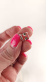 Hermes H Pink/Silver Tone Pierced Earrings - 3635