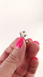 Hermes H Pink/Silver Tone Pierced Earrings - 3635