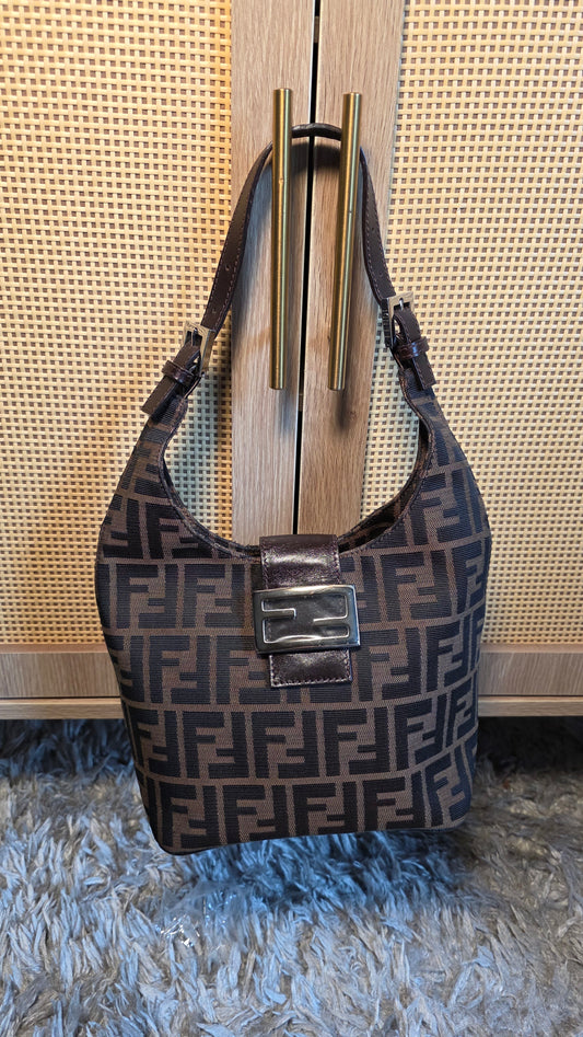 Fendi Zucca Brown Canvas Mamma Bucket Bag - G0570
