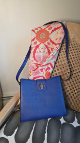 Celine Blue Leather Square Shoulder Bag - G0579