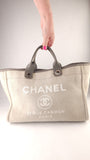 Chanel Beige/Grey Deauville Canvas Tote - G0537