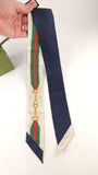 Gucci Red/Green Stripe and Navy Reversible Silk Twilly - 3646