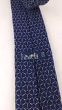 Hermes Navy Silk Geometric Print Tie - G0468