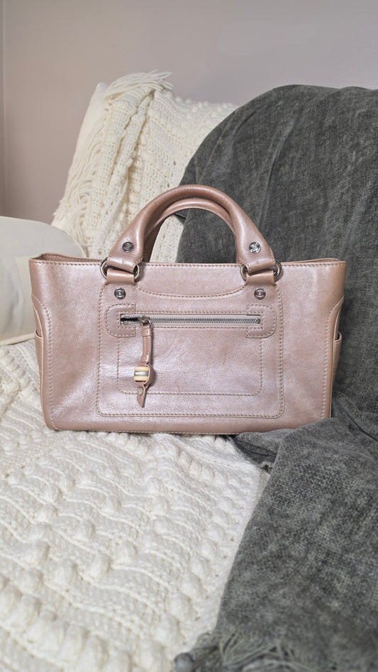 Celine Beige Metallic Leather Handbag - G0488