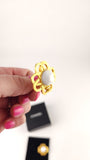 Chanel Gold Tone CC Flower w/White Enamel Clip-On Earrings - G0605