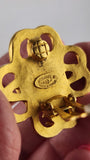 Chanel Gold Tone CC Flower w/White Enamel Clip-On Earrings - G0605