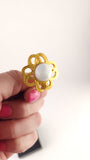 Chanel Gold Tone CC Flower w/White Enamel Clip-On Earrings - G0605
