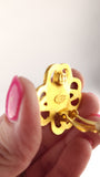 Chanel Gold Tone CC Flower w/White Enamel Clip-On Earrings - G0605