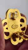 Chanel Gold Tone CC Flower w/White Enamel Clip-On Earrings - G0605