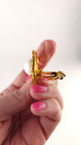 Chanel Gold Tone CC Flower w/White Enamel Clip-On Earrings - G0605