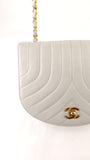 Chanel Blue/Grey Leather Chain Shoulder Bag - 3623