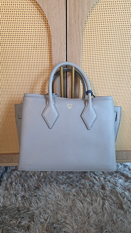 MCM Grey Leather 2way Handbag - G0609