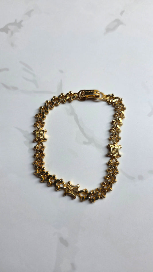 Celine Gold Tone Macadam Chain Bracelet - G0549